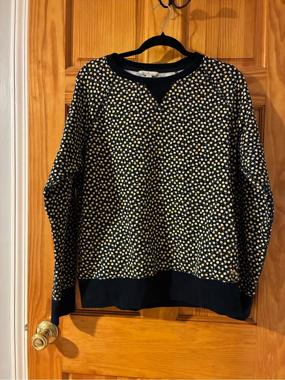 L.L. Bean Navy Sweatshirt with Cream Floral Dot Print